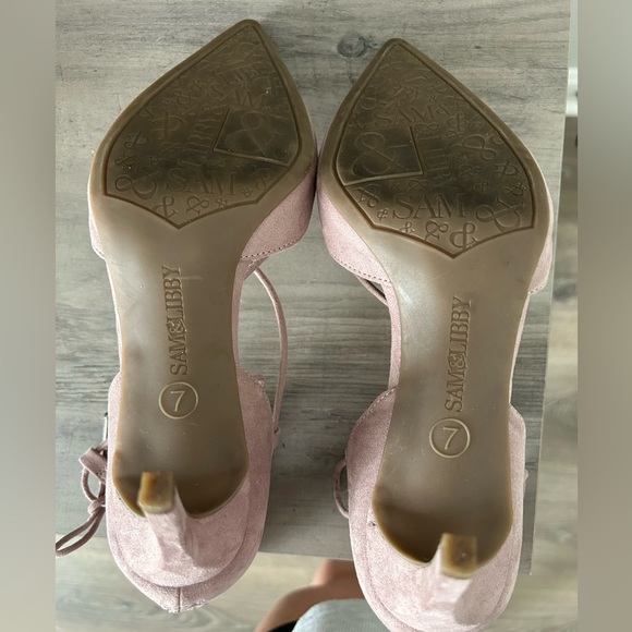 Sam & Libby Blush Mauve Heels with Ankle Tie and Zip Back Size 7 - Picture 9 of 9